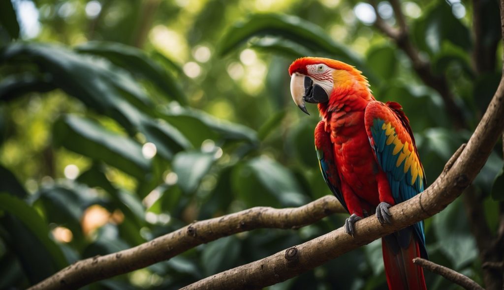 Scarlet Macaw in jungle