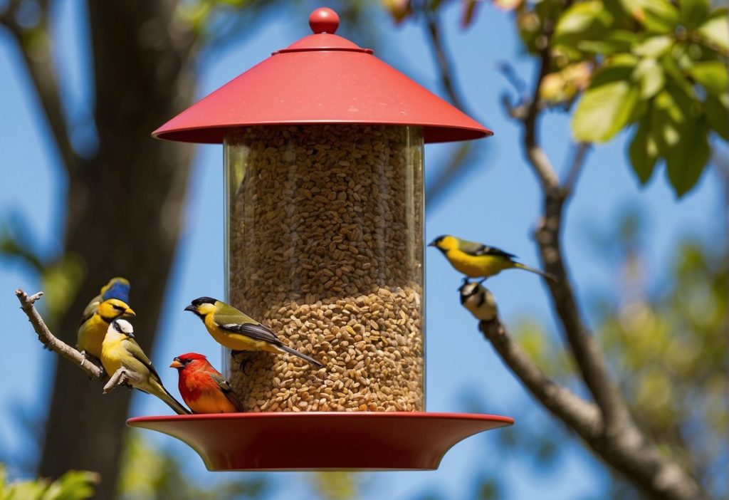 red bird feeder